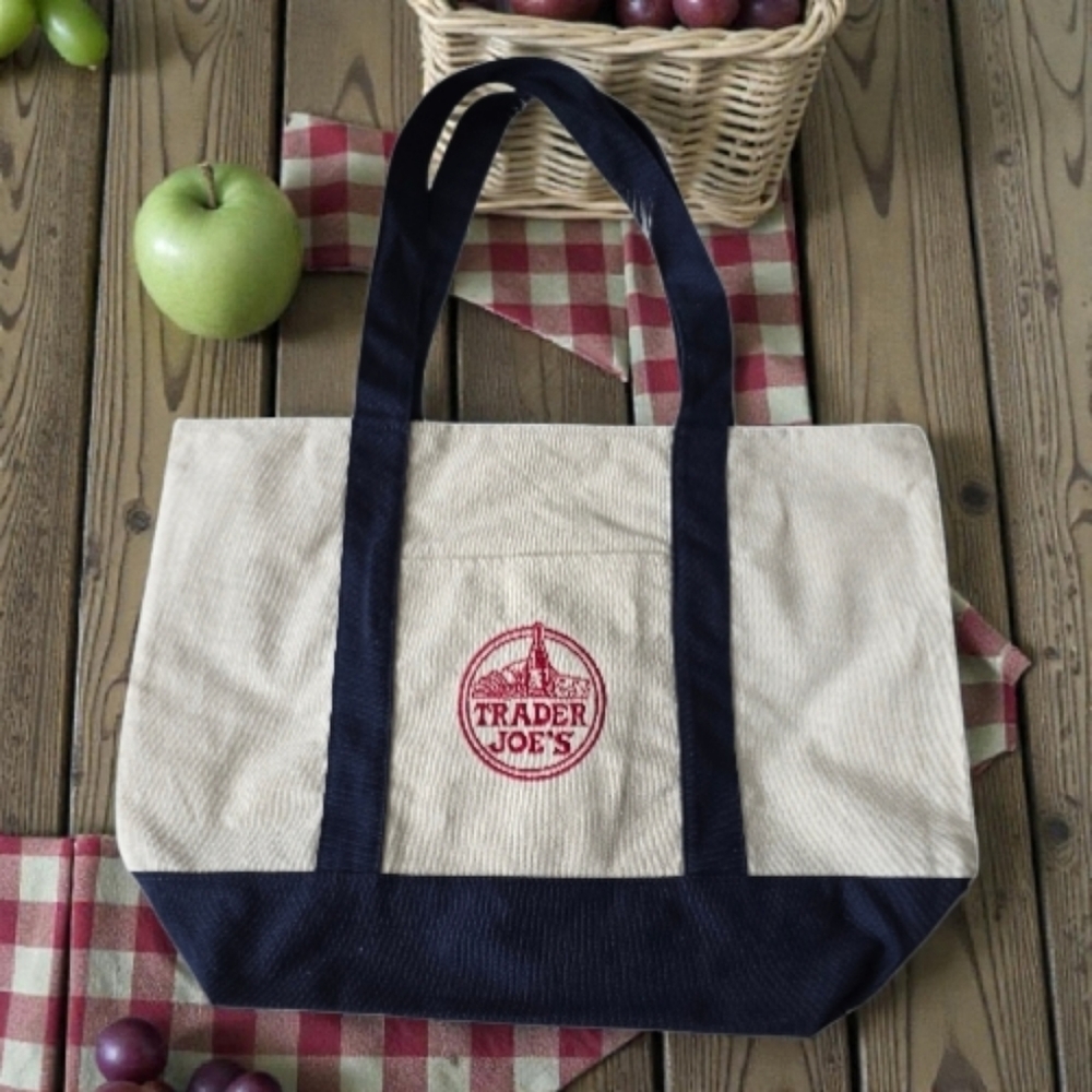 Authentic Trader Joe's Canvas Large Tote - Blue